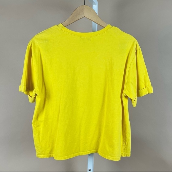 Cali It's A Beautiful Day Antisocial XL Bright Yellow Graphic Crop Tee Quote - Picture 2 of 4